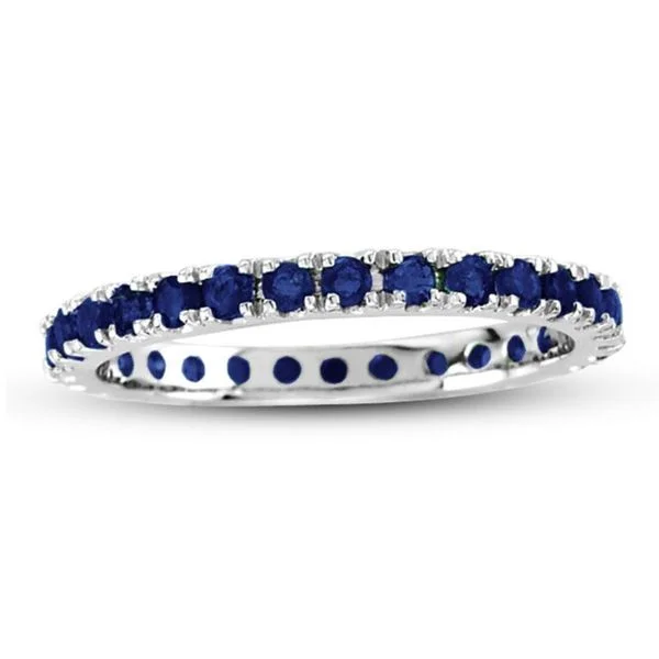 Suzy Levian 14K White Gold Sapphire Eternity Band Ring