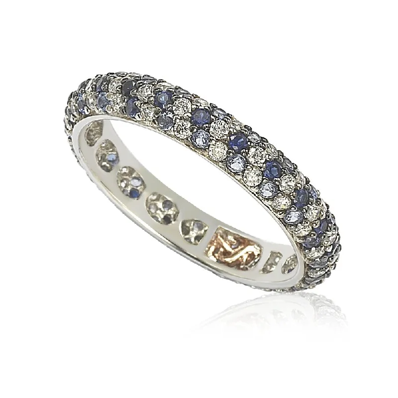 Suzy Levian Natural Sapphire & Diamond Accent Pave Eternity Band