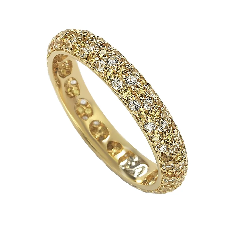 Suzy Levian Yellow Sapphire & Diamond Accent Pave Eternity Band