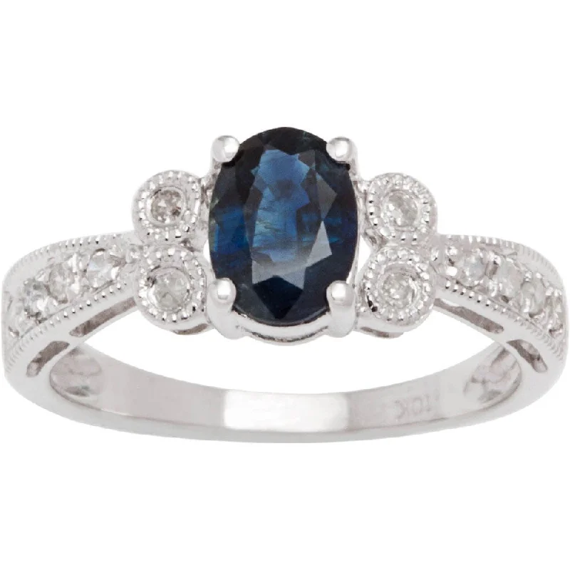 Viducci 10k White Gold Gemstone Diamond Accent Ring