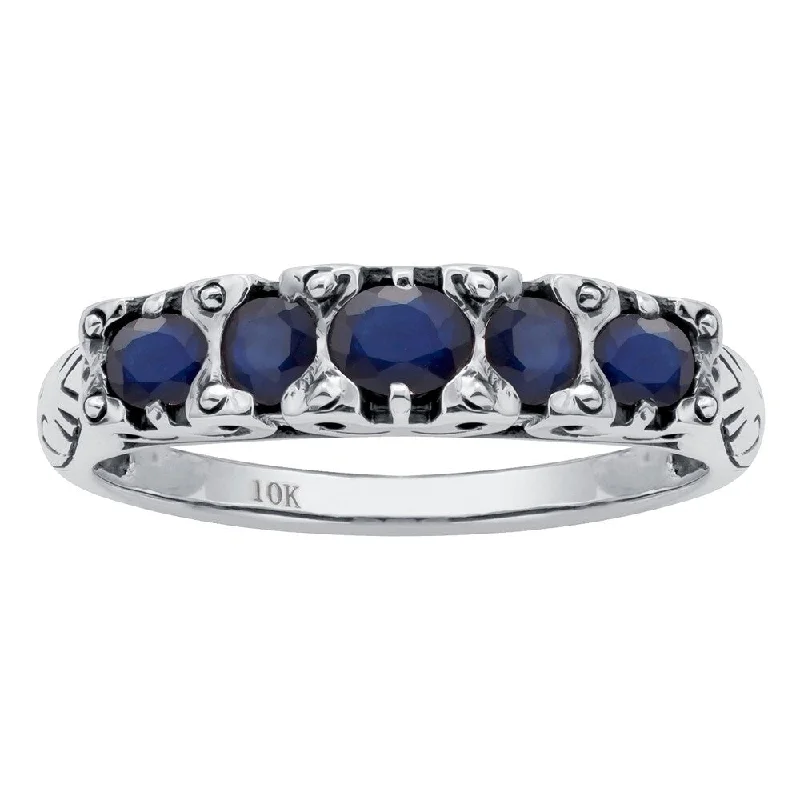 Viducci 10k White Gold Genuine Sapphire Anniversary Ring