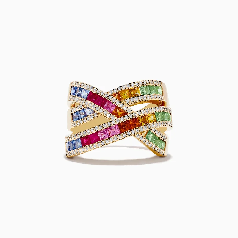 Watercolors 14K Yellow Gold Multi Sapphire and Diamond Ring