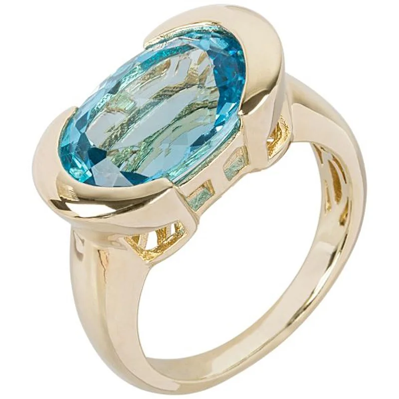 Yellow Gold Over Sterling Silver Swiss Blue Topaz Ring