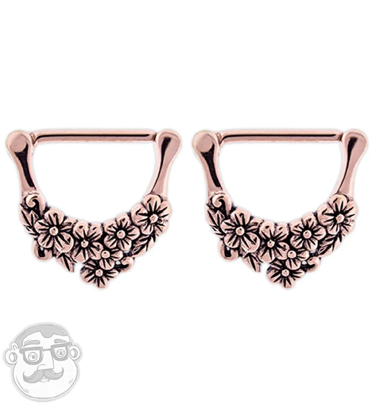 14G Rose Gold PVD Botanic Nipple Clicker