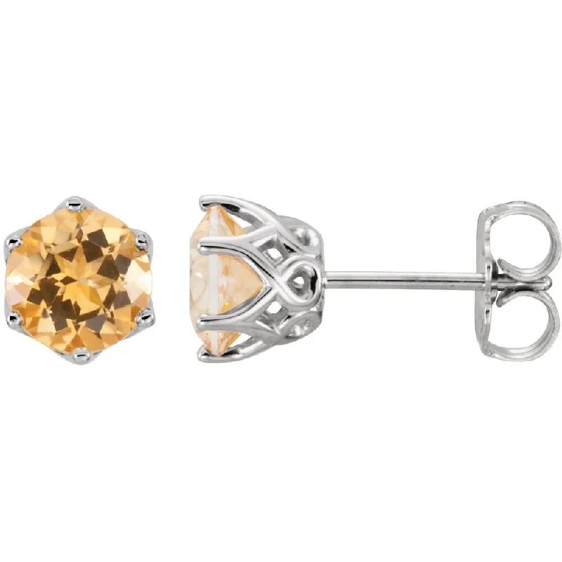 14k White Gold Honey Topaz Stud Earring for Women