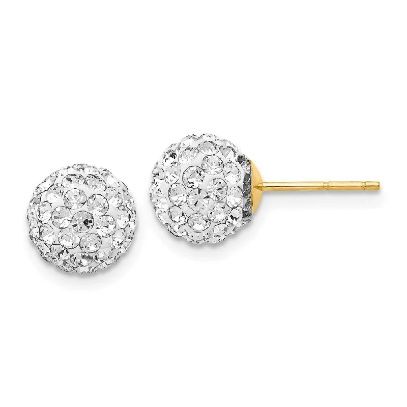 14k Yellow Gold Crystal Stud Earrings (L-9 mm, W-9 mm)