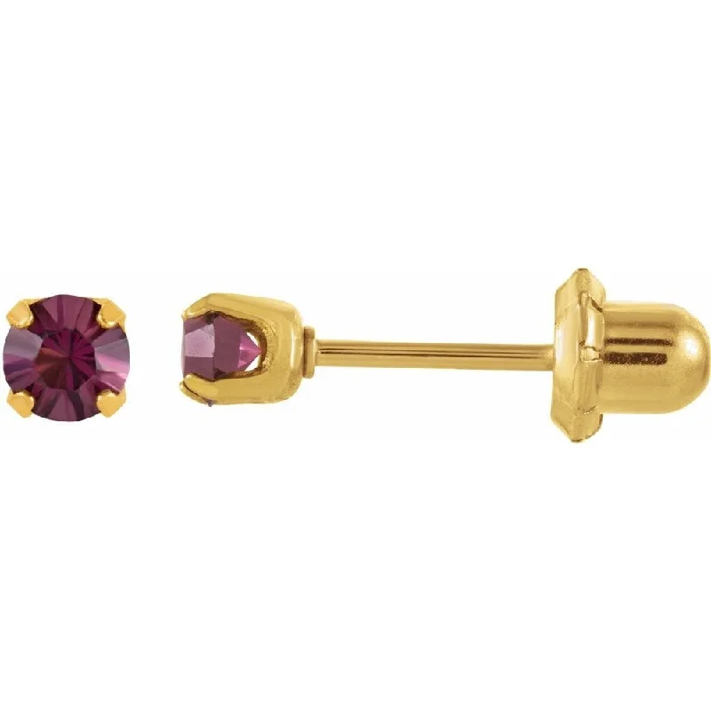 24K Yellow Gold Plated Sterling Silver Imitation Amethyst Inverness Piercing Stud Earring for Women