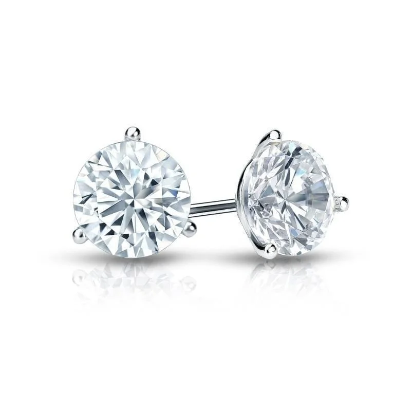 Auriya 1 1/4ctw 3 Prong Martini Set Round Diamond Stud Earrings 18kt Gold GIA Certified