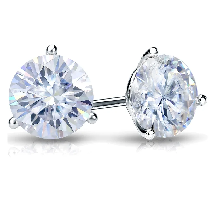 Auriya 2ctw Round Moissanite Stud Earrings 14k Gold Martini-set - 6.5 mm