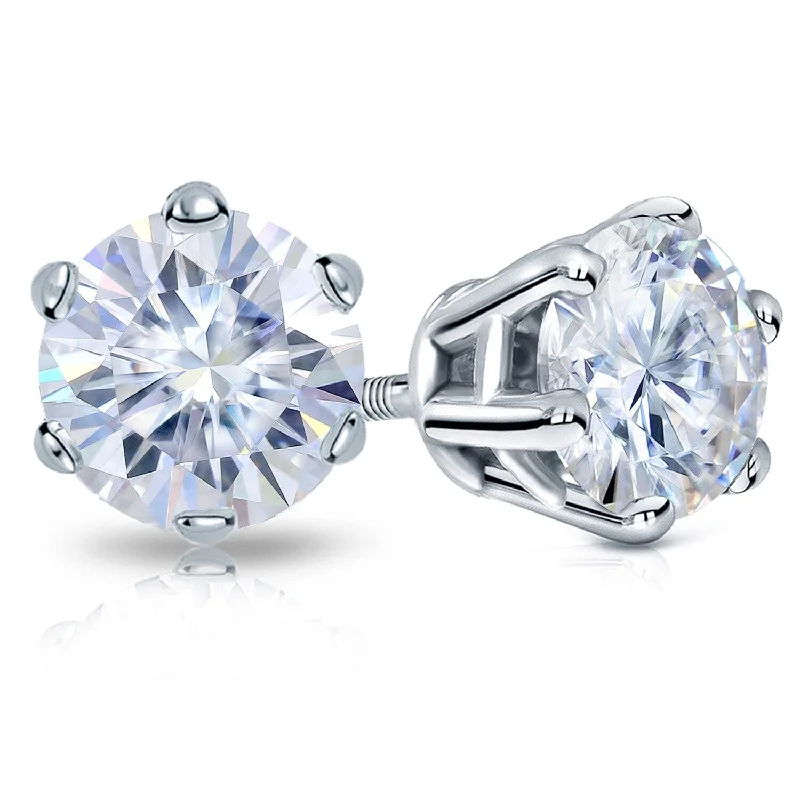 Auriya Platinum 3ctw Round Moissanite Stud Earrings - 7.4 mm