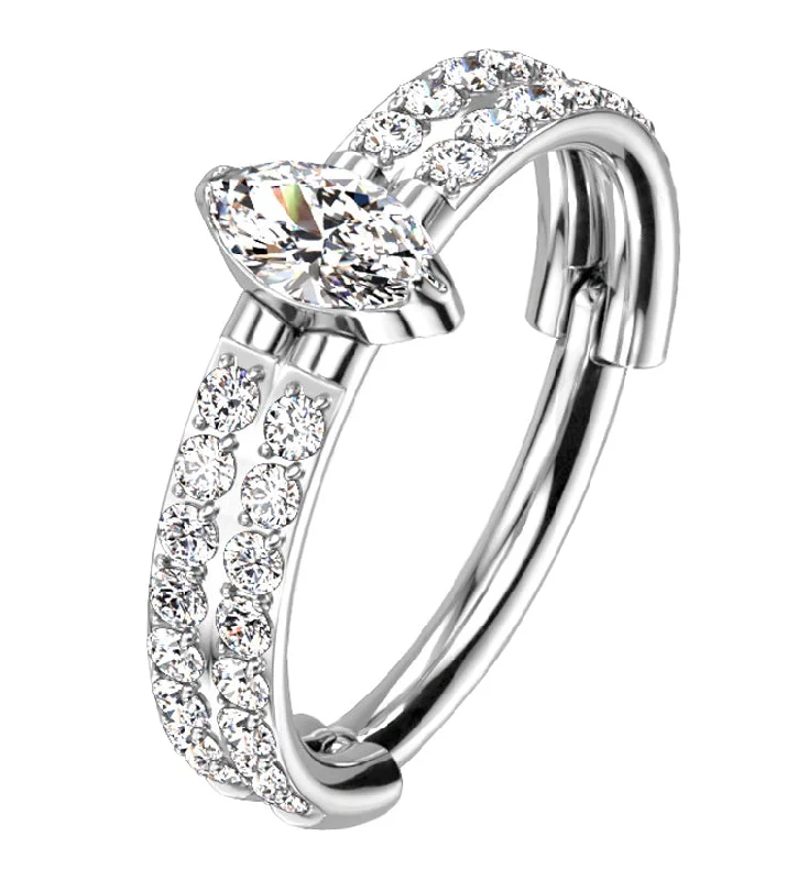 Bauble Double Line CZ Titanium Hinged Segment Ring