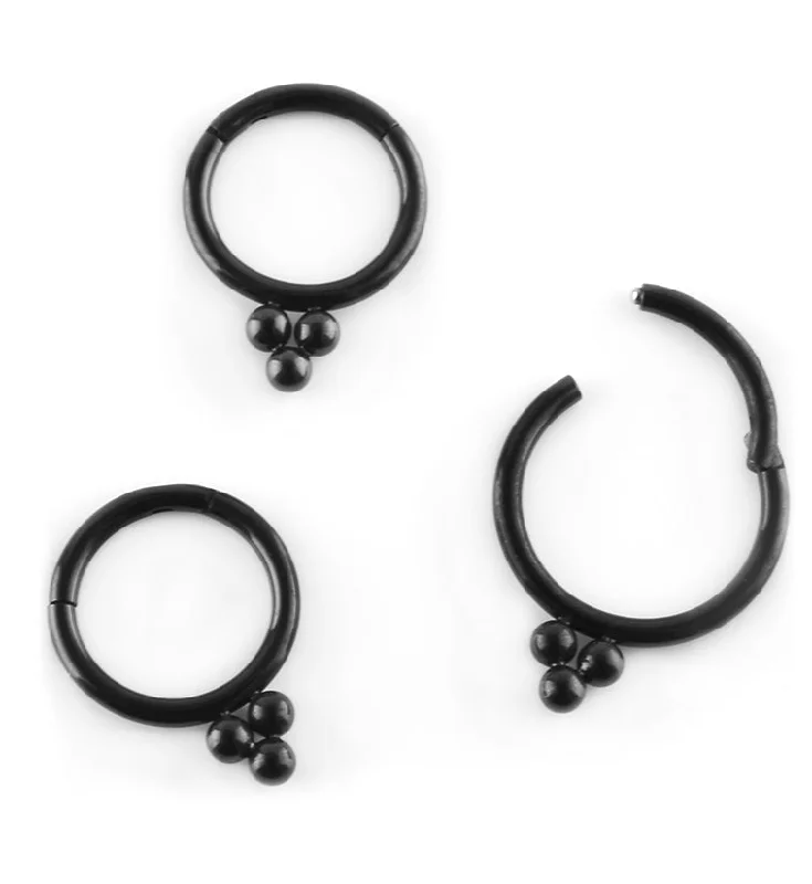 Black PVD Triple Bead Hinged Segment Ring