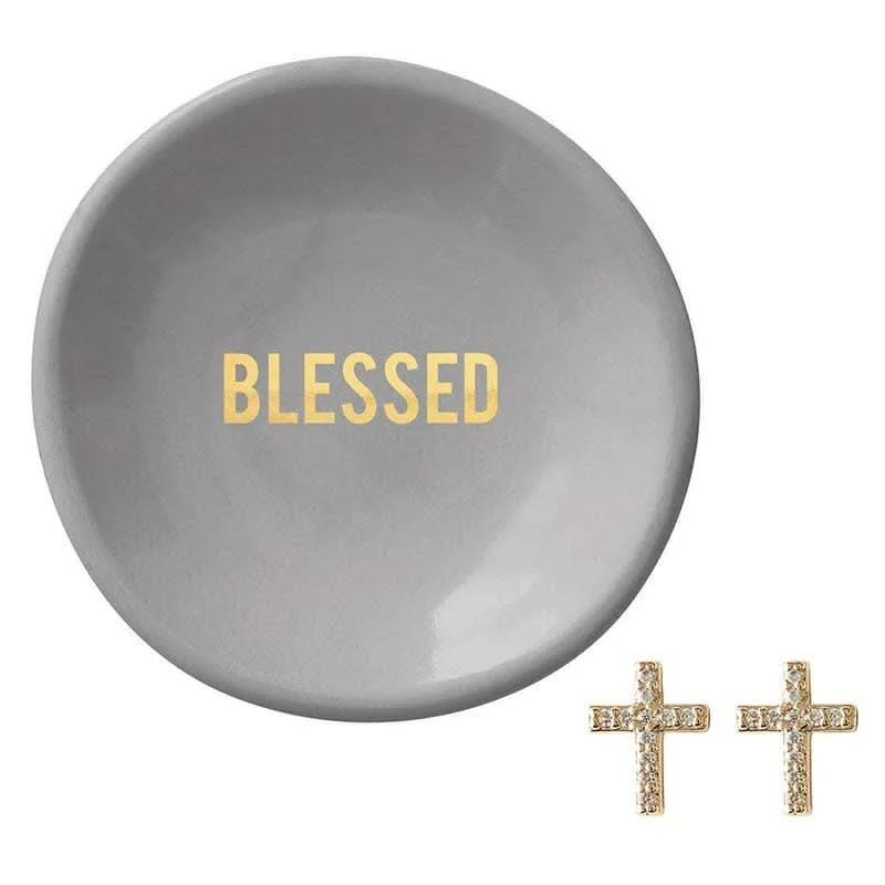 Blessed Ceramic Ring Dish & Earrings