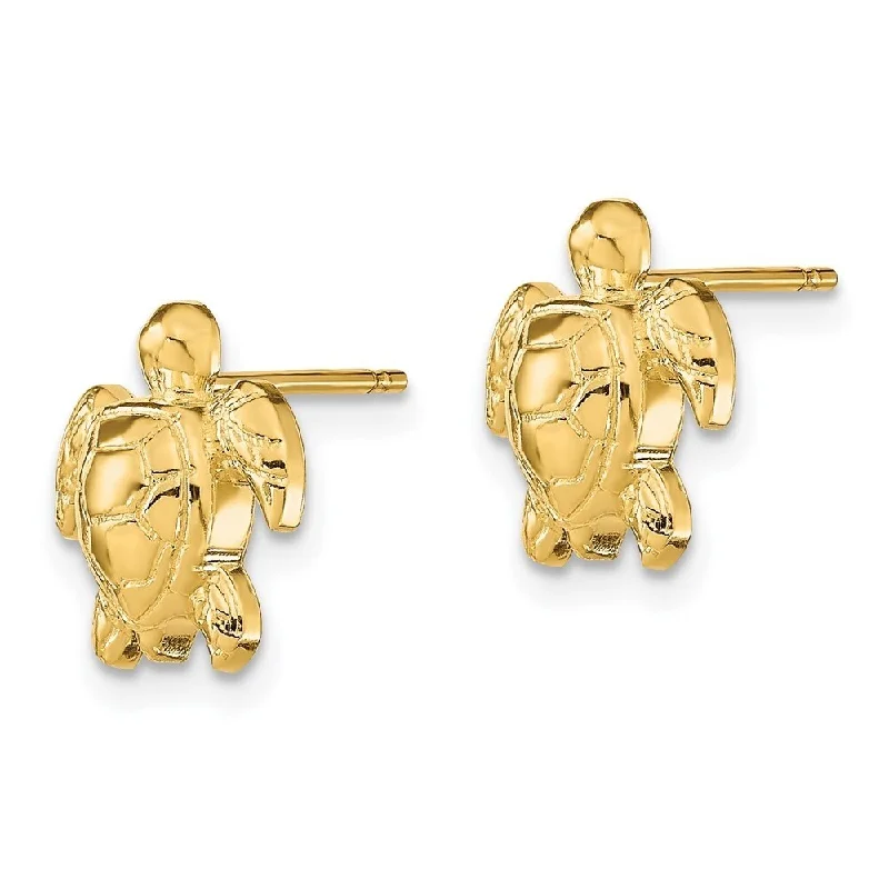 Diamond2Deal 14K Yellow Gold Turtle Stud Earrings (L- 11.2 mm)