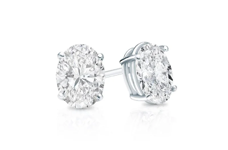 Earrings 0.48cts Oval Diamonds 18kt Gold Studs Early Winter Collection