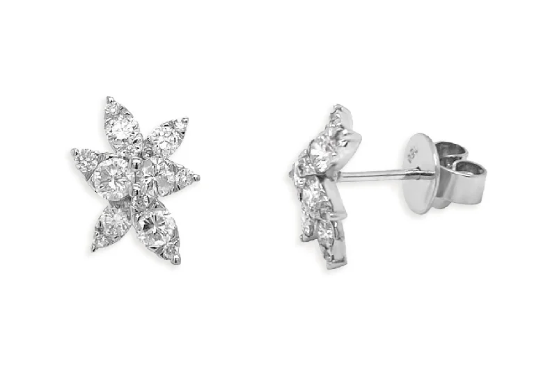 Earrings 1.10cts Diamonds Asymmetrical Shape 18kt Gold