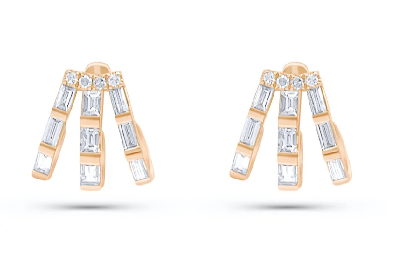 Earrings 14kt Rose Gold Cage Lobe Studs & Diamonds