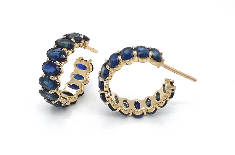 Earrings Hoops Oval Gemstones 18kt Gold