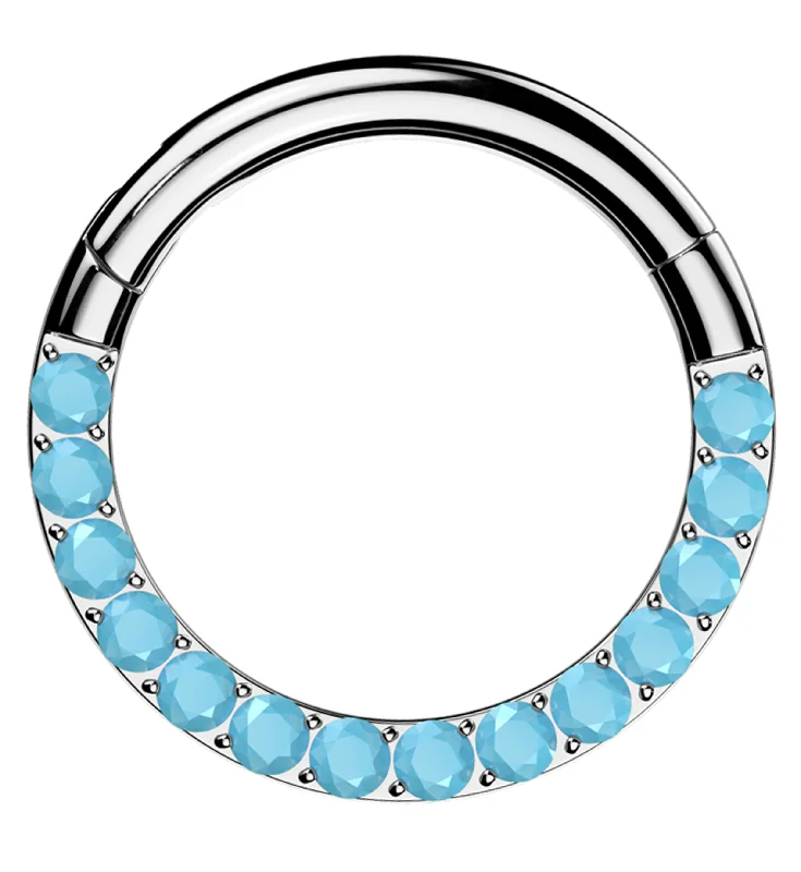 Front Facing Turquoise Row Titanium Hinged Segment Ring