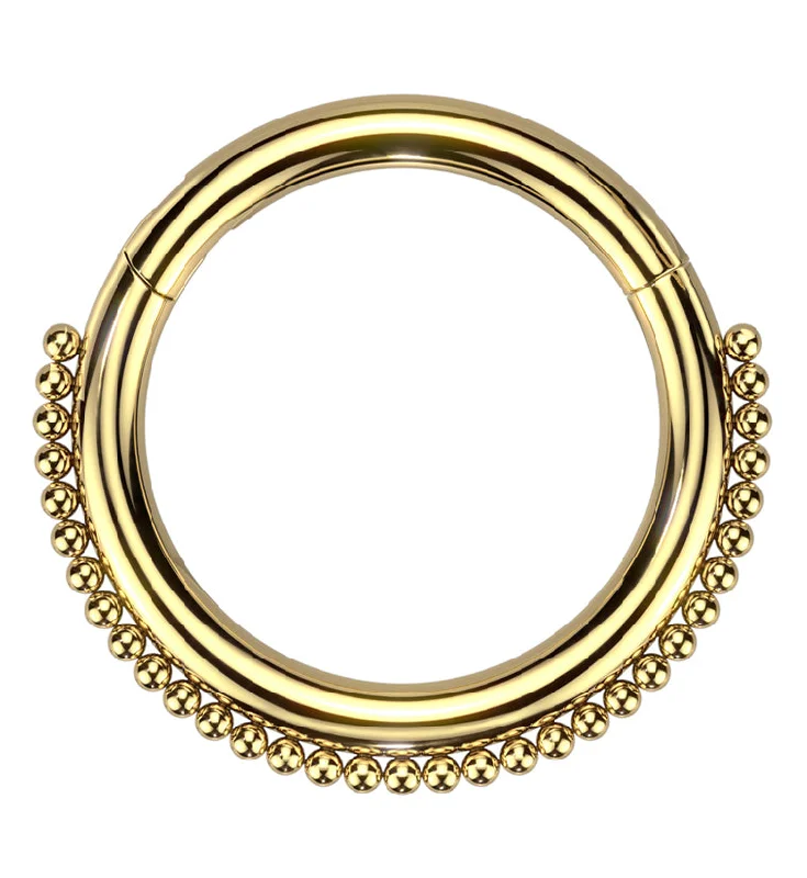 Gold PVD Mini Bead Stainless Steel Hinged Segment Ring