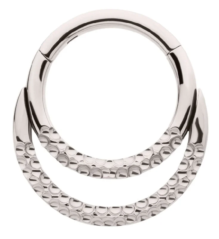 Hammered Double Hoop Titanium Hinged Segment Ring