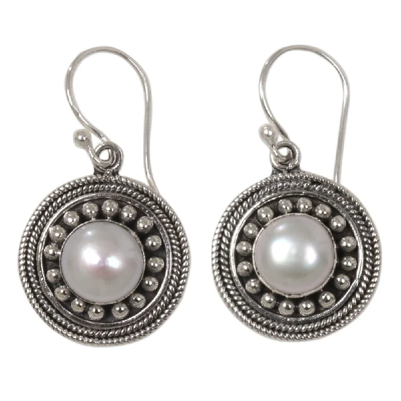 NOVICA Handmade Moonlight Dance Cultured Pearl Dangle Earrings (Indonesia) - 1.2*0.7