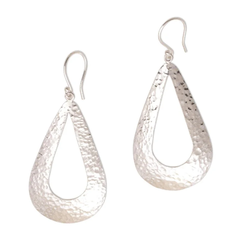 NOVICA Handmade Sterling Silver 'Silver Shimmer' Earrings (Indonesia) - 25*56mm