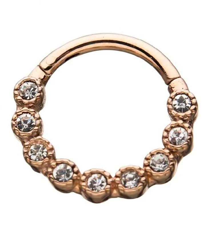 Rose Gold PVD Spark CZ Hinged Segment Ring