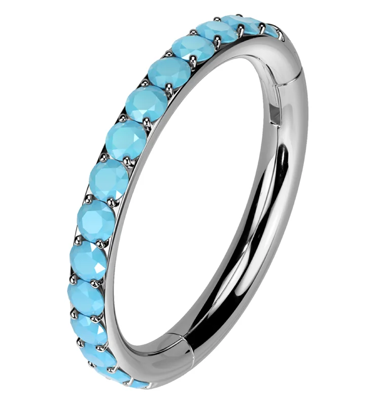 Side Facing Turquoise Row Titanium Hinged Segment Ring