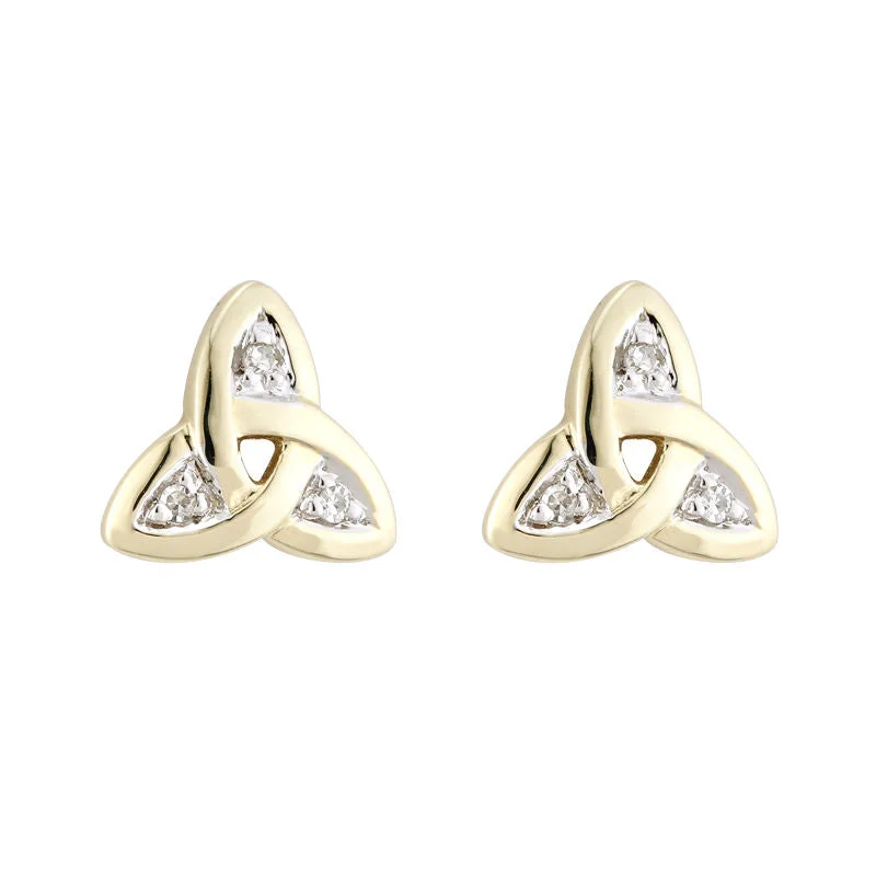 14K Trinity Knot Diamond Stud Earrings