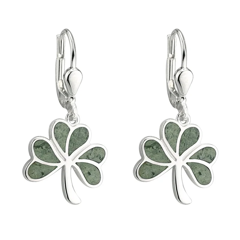 Connemara Marble Shamrock Drop Earrings