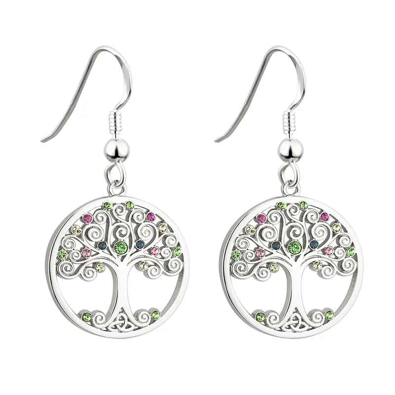 Crystal Tree Of Life Drop Earrings