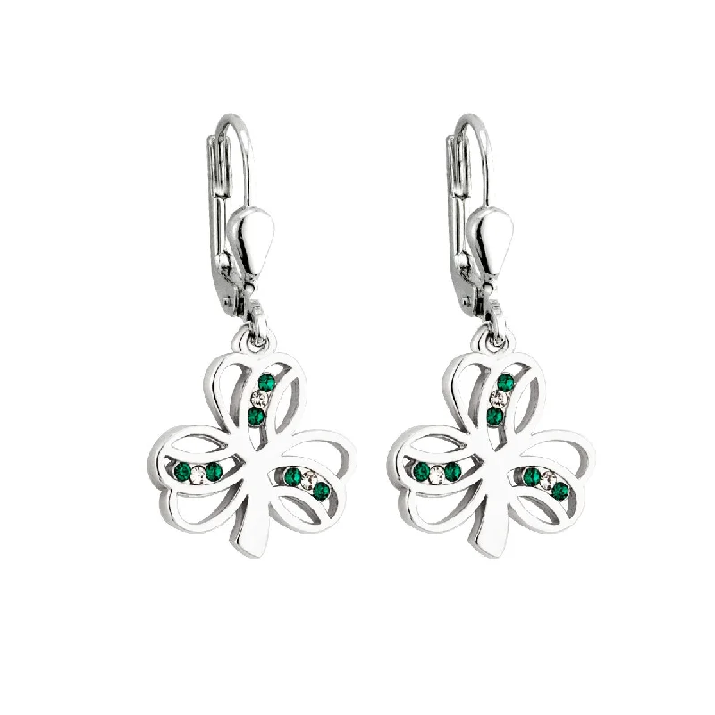 Crystal Shamrock Drop Earrings