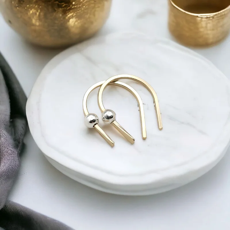 Tiny Gold and Silver Hugger Earrings