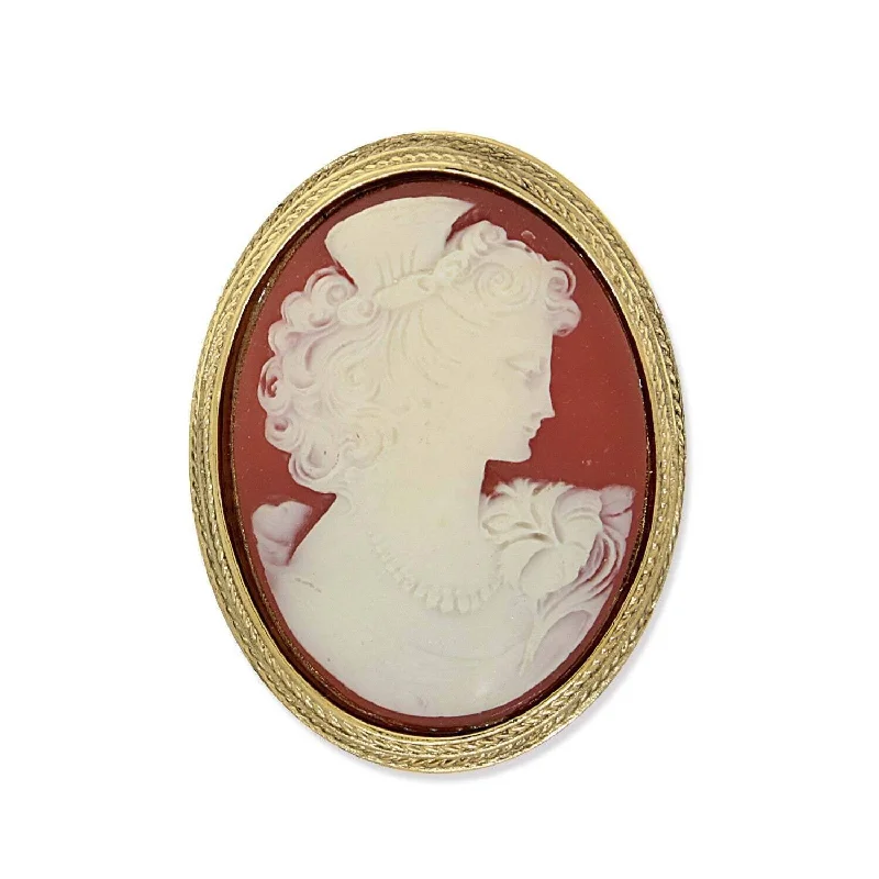 1928 Jewelry Classic Carnelian & Ivory Cameo Pin