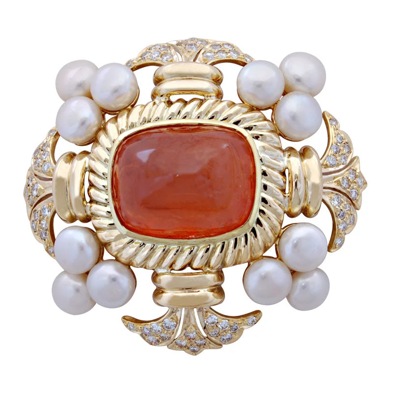 Brooch-Cornelian, Pearl and Diamond