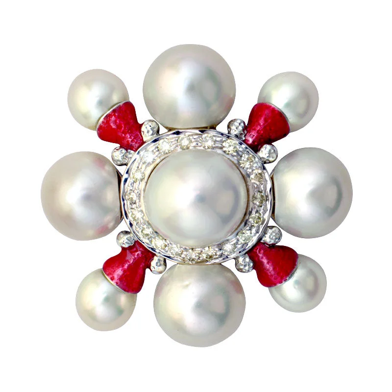 Brooch-South Sea Pearl and Diamond (Enamel)