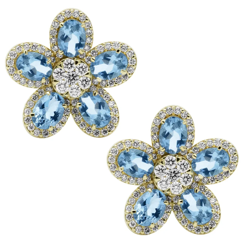 Earrings - Aquamarine And Diamond