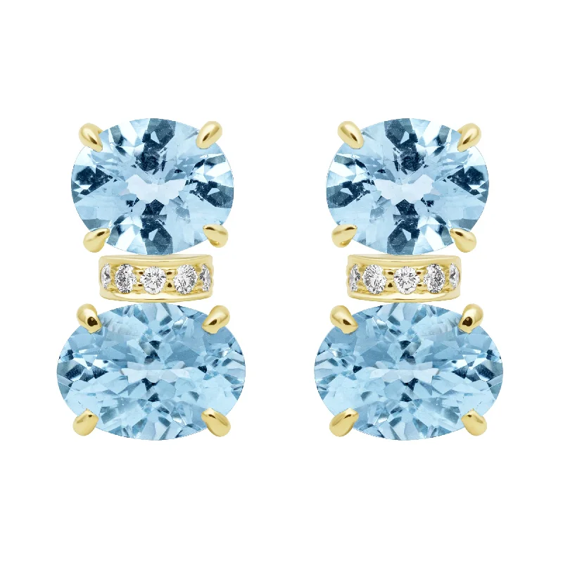 Earrings - Blue Topaz And Diamond