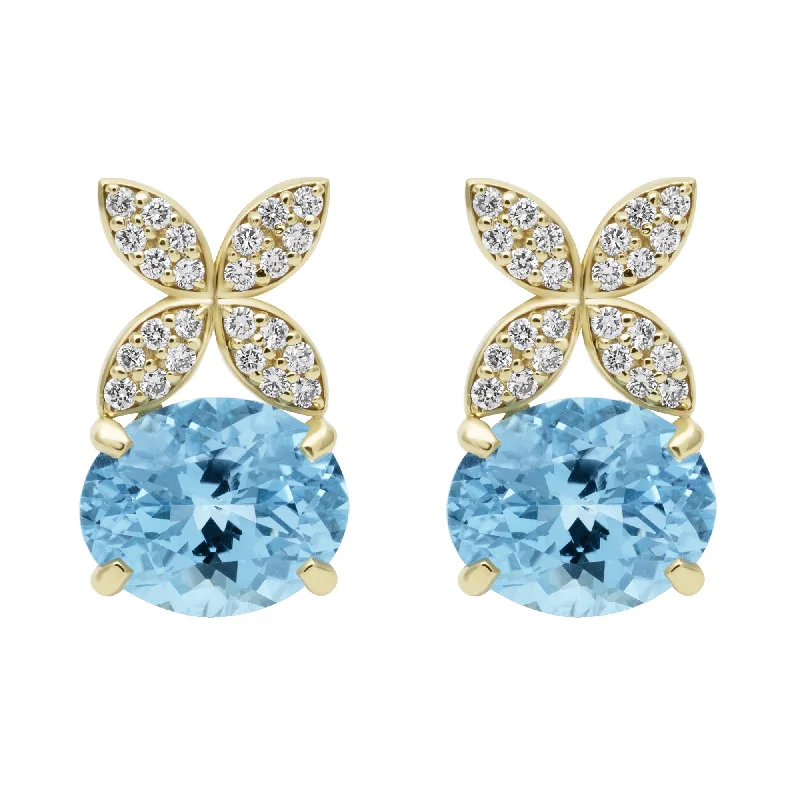 Earrings - Blue Topaz And Diamond