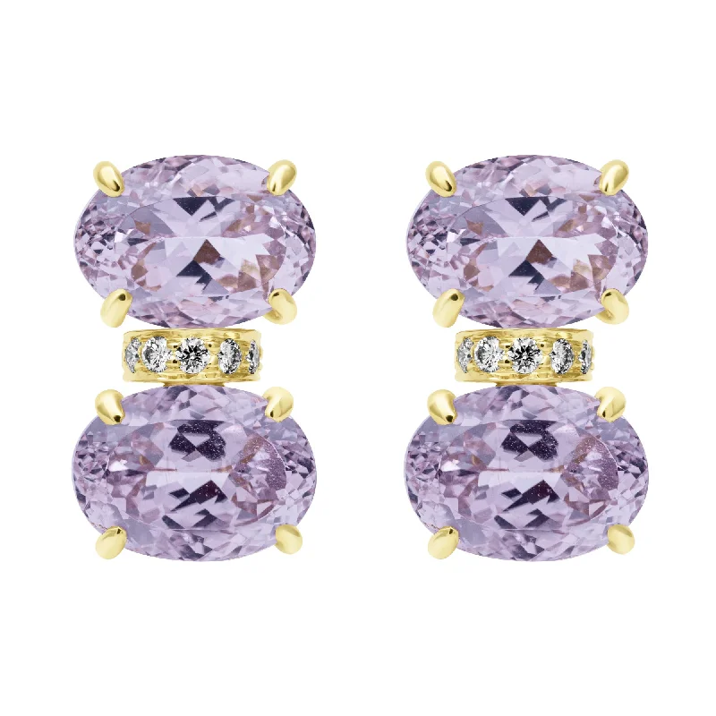 Earrings - Kunzite And Diamond