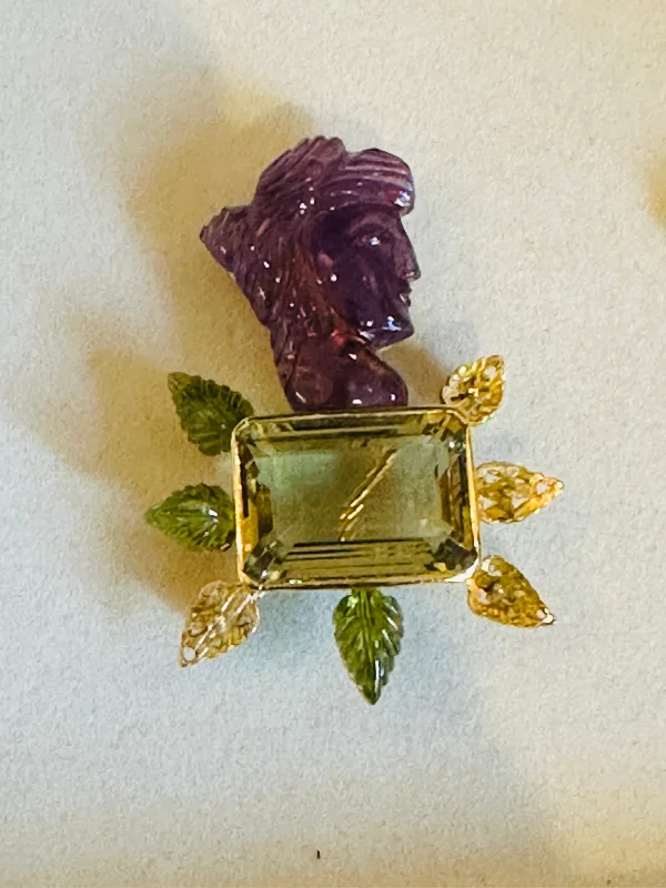 Repair - Brooch - Amethyst, Lemon Quartz and Peridot in 18K